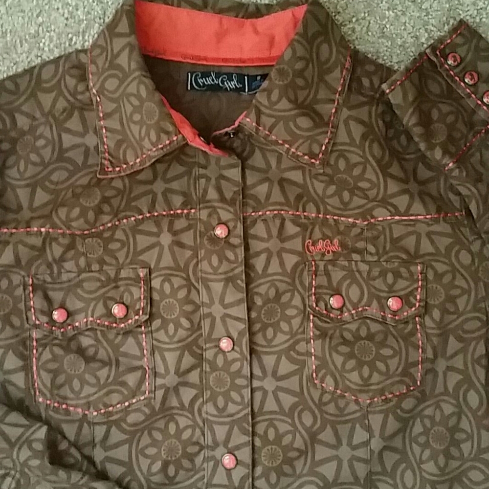 Cruel Girl Western Snap Long Sleeve Shirt